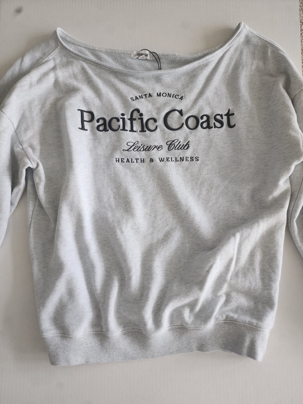 Garage Light Gray Off-the-Shoulder Pacific Coast Sweater